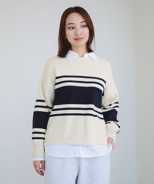 B:MING by BEAMS(ビーミングバイビームス)の「リライズ フィッシュマン ニット(ニット/セーター・レディース・グレー/ホワイト系その他5/ネイビー・ONE SIZE)」の7枚目の写真