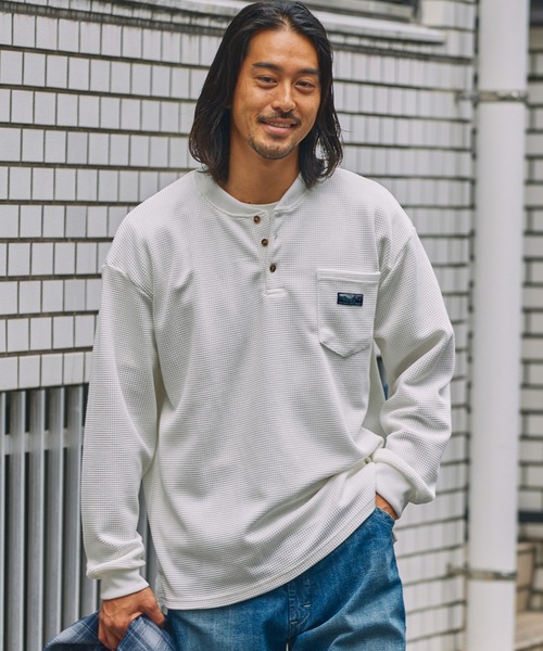 セール】マルチファンクショナル ロゴ刺繍 ビッグシルエットヘンリー