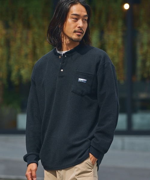 セール】マルチファンクショナル ロゴ刺繍 ビッグシルエットヘンリー