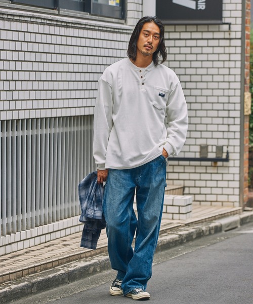 マルチファンクショナル ロゴ刺繍 ビッグシルエットヘンリーネック