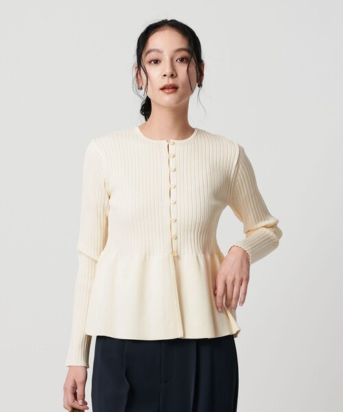 WEB限定 Wardrobe DAILY MINIMAL】ペプラム2WAY リブニットプル