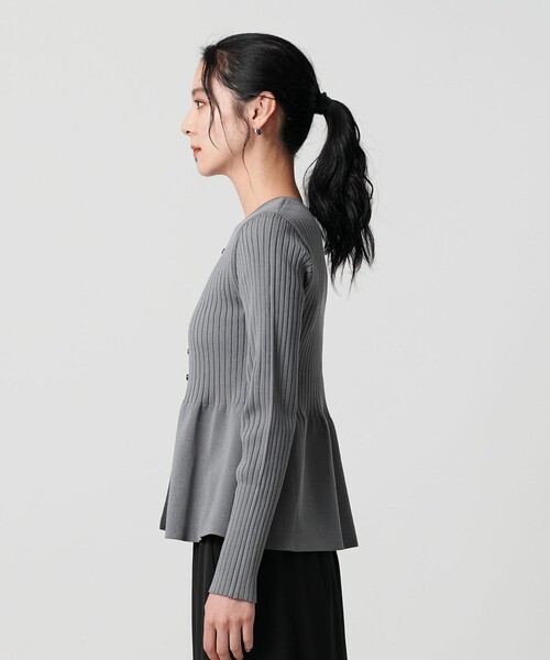ペプラム2WAY リブニットプルオーバー ウォッシャブル グレー WEB限定 Wardrobe DAILY MINIMAL】ペプラム2WAY リブニットプル