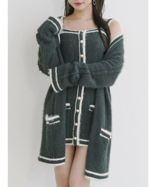 EATME（イートミー）の「バイカラーアンサンブルニットワンピース（ワンピース・レディース・ネイビー/オフホワイト/グレー・FREE）」の3枚目の写真