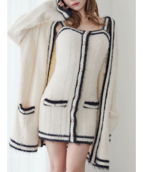 EATME（イートミー）の「バイカラーアンサンブルニットワンピース（ワンピース・レディース・ネイビー/オフホワイト/グレー・FREE）」の2枚目の写真