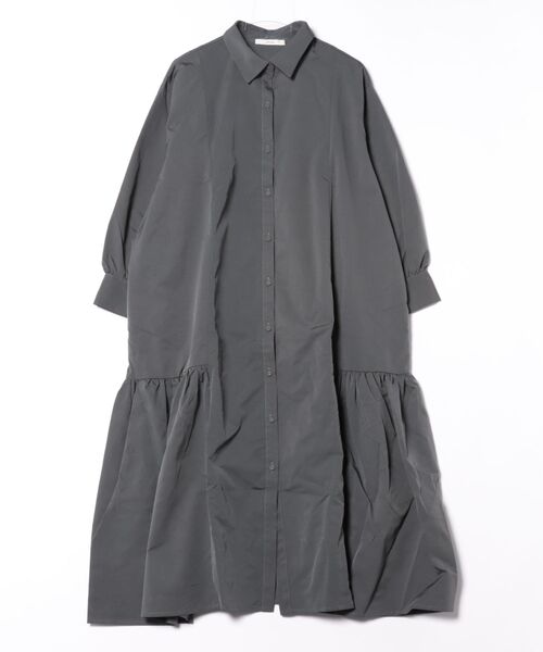 DRAW(ドロー)の「DRAW(ドロー) / ギャザード シャツ ワンピース(シャツワンピース・レディース・ブラック/グレー・MEDIUM/LARGE)」の16枚目の写真