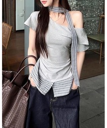 チェック切替トップス 新品未使用♡ RMAF】チェック切替ニットミニワンピ | NICE CLAUP / OLIVE des OLIVE