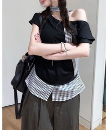 チェック切替トップス 新品未使用♡ RMAF】チェック切替ニットミニワンピ | NICE CLAUP / OLIVE des OLIVE