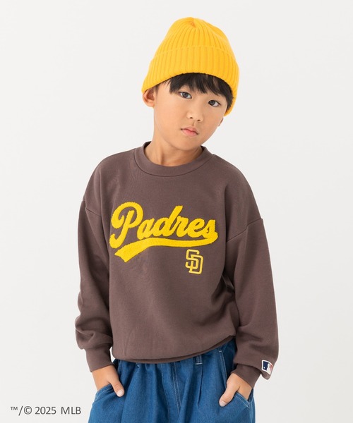 MLB(メジャーリーグベースボール)の「〈MLB〉ワイドシルエット サガラ刺繍ロゴ 裏毛トレーナー(スウェット・キッズ・ブラック/ブラウン/ホワイト・90cm/110cm/100cm/120cm/130cm/140cm/150cm/160cm)」の3枚目の写真