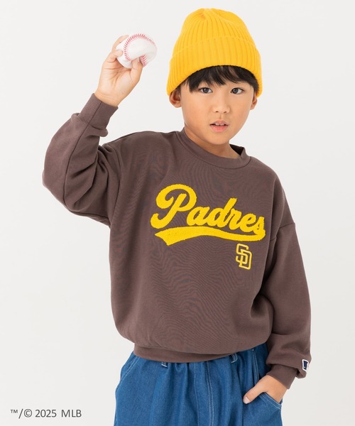 MLB〉ワイドシルエット サガラ刺繍ロゴ 裏毛トレーナー MLB〉ワイドシルエット サガラ刺繍ロゴ 裏毛トレーナー