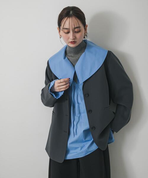 SENSE OF PLACE by URBAN RESEARCH(センスオブプレイスバイアーバンリサーチ)の「2WAYルーズジャケット(その他アウター・レディース・ブラウン/ブラック/チャコールグレー・ONE)」の2枚目の写真