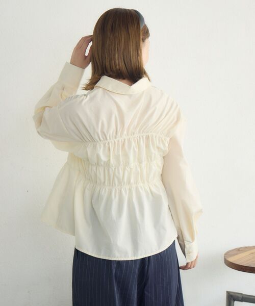 RETRO GIRL（レトロガール）の「シャーリングペプラムSH（シャツ/ブラウス・レディース・ブルー系その他/ホワイト/ダークブラウン・FREE）」の10枚目の写真