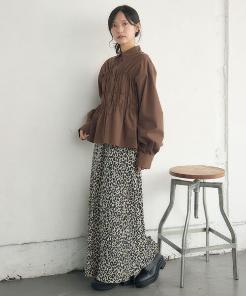 RETRO GIRL（レトロガール）の「シャーリングペプラムSH（シャツ/ブラウス・レディース・ブルー系その他/ホワイト/ダークブラウン・FREE）」の13枚目の写真