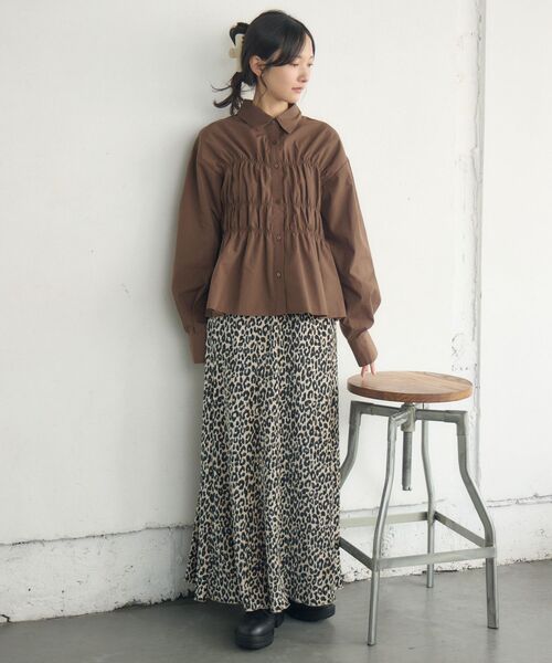 RETRO GIRL（レトロガール）の「シャーリングペプラムSH（シャツ/ブラウス・レディース・ブルー系その他/ホワイト/ダークブラウン・FREE）」の14枚目の写真