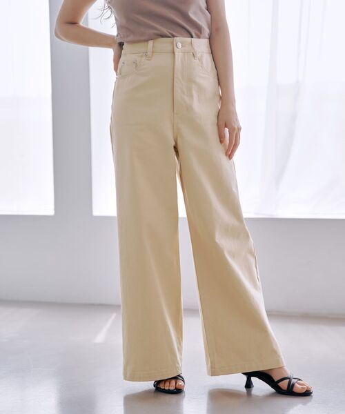COHINA（コヒナ）の「COHINA DENIM カラーフレアワイド 【低身長・小柄女性】（チノパンツ・レディース・ホワイト/ベージュ・XXS/XXXS/XS-Short/XS-Regular/S-Short/S-Regular/M-Short/M-Regular）」の2枚目の写真