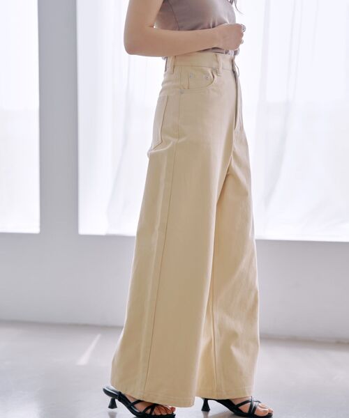 COHINA（コヒナ）の「COHINA DENIM カラーフレアワイド 【低身長・小柄女性】（チノパンツ・レディース・ホワイト/ベージュ・XXS/XXXS/XS-Short/XS-Regular/S-Short/S-Regular/M-Short/M-Regular）」の3枚目の写真