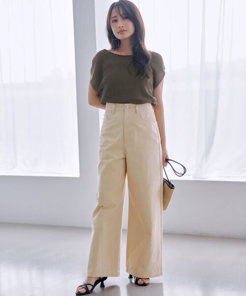 COHINA（コヒナ）の「COHINA DENIM カラーフレアワイド 【低身長・小柄女性】（チノパンツ・レディース・ホワイト/ベージュ・XXS/XXXS/XS-Short/XS-Regular/S-Short/S-Regular/M-Short/M-Regular）」の5枚目の写真
