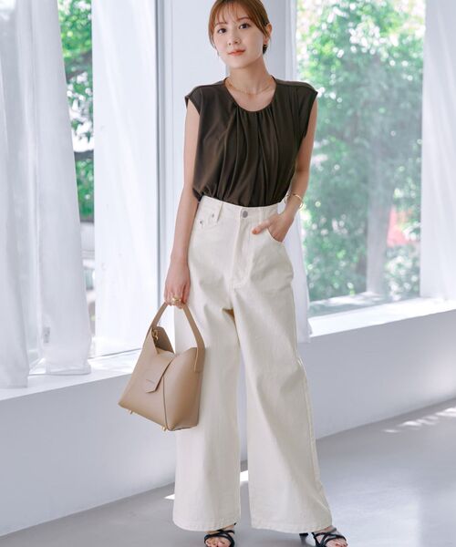 COHINA（コヒナ）の「COHINA DENIM カラーフレアワイド 【低身長・小柄女性】（チノパンツ・レディース・ホワイト/ベージュ・XXS/XXXS/XS-Short/XS-Regular/S-Short/S-Regular/M-Short/M-Regular）」の14枚目の写真