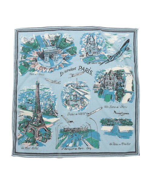 BINDU（ビンドゥー）の「BINDU:PARIS スカーフ（バンダナ/スカーフ・レディース・ライトブルー/アイボリー・ONE SIZE）」の2枚目の写真