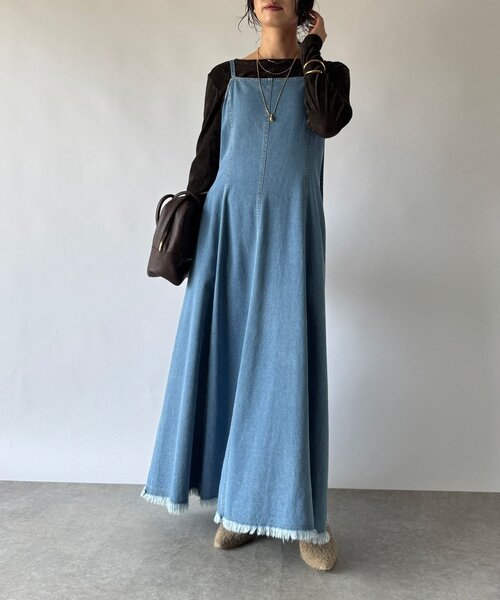 RIVE DROITE（リヴドロワ）の「【ハンサムな印象に】デニムキャミワンピース（ワンピース・レディース・サックスブルー・36/38）」の7枚目の写真