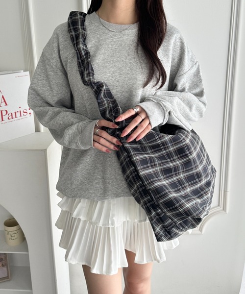 wears(ウェアーズ)の「【A4収納可】ギャザーショルダーチェック柄バッグ(ショルダーバッグ・レディース・ブラック/グリーン/ブルー・FREE)」の14枚目の写真