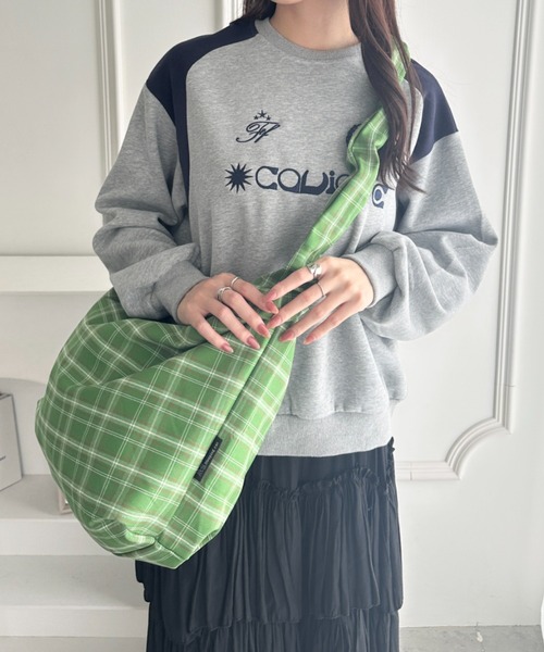 セール】【A4収納可】ギャザーショルダーチェック柄バッグ（ショルダー