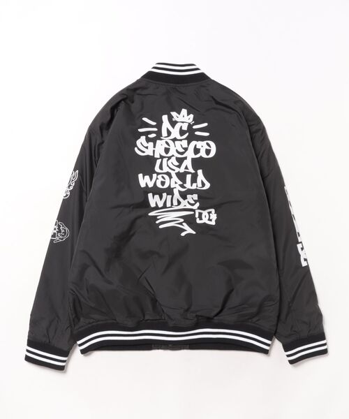 DC（ディーシー）の「DC/ディーシー アウター スタジャン キッズ スタジアム ジャケット 中綿 25 KD VARSITY JACKET YJK254505（スタジャン・キッズ・ベージュ/ブラック・130cm/140cm/150cm/160cm）」の3枚目の写真