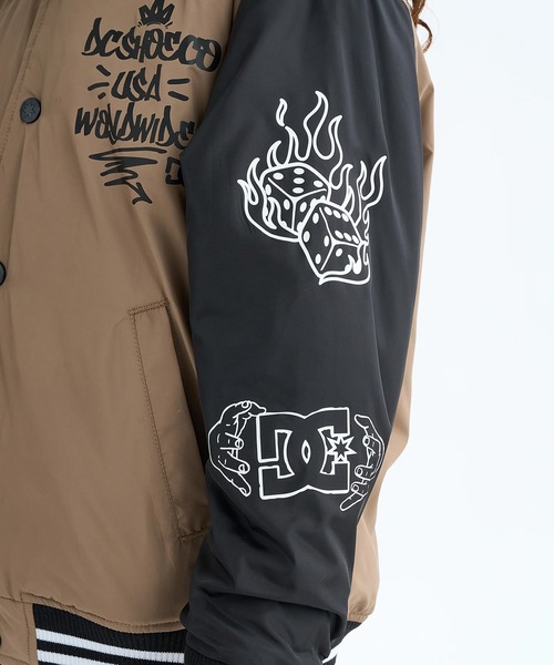 DC（ディーシー）の「DC/ディーシー アウター スタジャン キッズ スタジアム ジャケット 中綿 25 KD VARSITY JACKET YJK254505（スタジャン・キッズ・ベージュ/ブラック・130cm/140cm/150cm/160cm）」の19枚目の写真