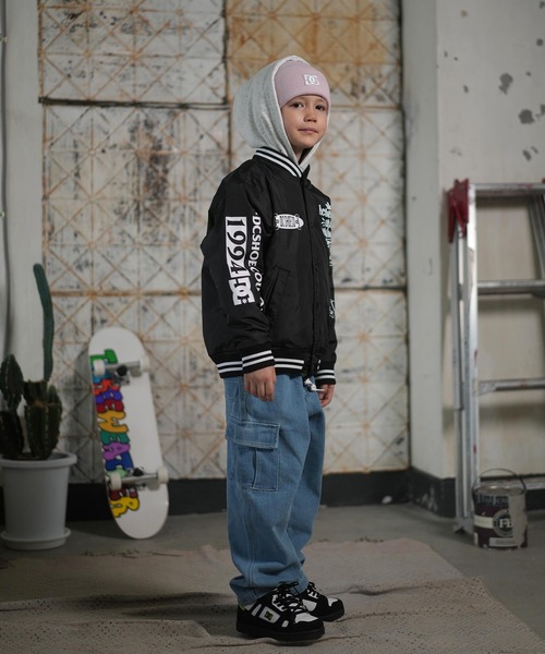 DC（ディーシー）の「DC/ディーシー アウター スタジャン キッズ スタジアム ジャケット 中綿 25 KD VARSITY JACKET YJK254505（スタジャン・キッズ・ベージュ/ブラック・130cm/140cm/150cm/160cm）」の11枚目の写真
