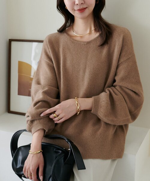 DISCOAT(ディスコート)の「【手洗い可能/優しい肌触り】フォックスブレンドVネックプルオーバー(ニット/セーター・レディース・ベージュ/ネイビー/ピンク/チャコールグレー・FREE)」の3枚目の写真