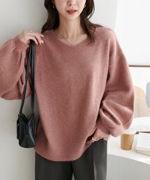 NOLLEY'S カシミヤブレンド　Vネックプルオーバーニット　ピンク　春色 NOLLEY'S カシミヤブレンド Vネックプルオーバーニット ピンク
