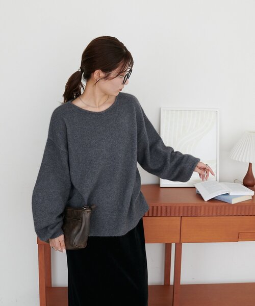 セール】【手洗い可能/優しい肌触り】フォックスブレンドVネックプル