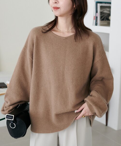 手洗い可能/優しい肌触り】フォックスブレンドVネックプルオーバー