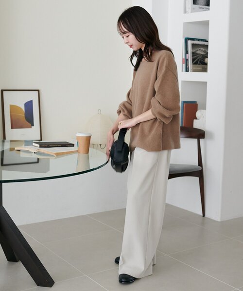 DISCOAT(ディスコート)の「【手洗い可能/優しい肌触り】フォックスブレンドVネックプルオーバー(ニット/セーター・レディース・ベージュ/ネイビー/ピンク/チャコールグレー・FREE)」の7枚目の写真