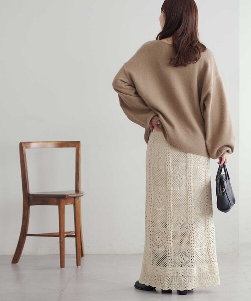 DISCOAT(ディスコート)の「【手洗い可能/優しい肌触り】フォックスブレンドVネックプルオーバー(ニット/セーター・レディース・ベージュ/ネイビー/ピンク/チャコールグレー・FREE)」の13枚目の写真