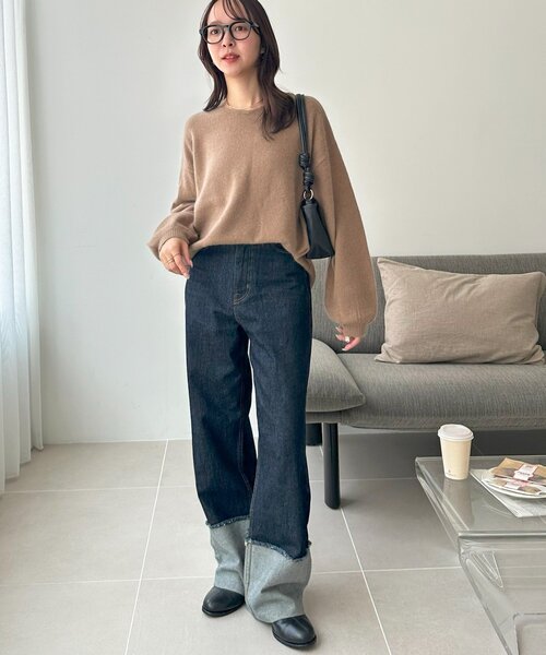 DISCOAT(ディスコート)の「【手洗い可能/優しい肌触り】フォックスブレンドVネックプルオーバー(ニット/セーター・レディース・ベージュ/ネイビー/ピンク/チャコールグレー・FREE)」の15枚目の写真