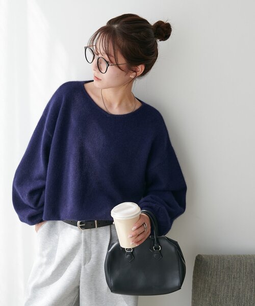 DISCOAT(ディスコート)の「【手洗い可能/優しい肌触り】フォックスブレンドVネックプルオーバー(ニット/セーター・レディース・ベージュ/ネイビー/ピンク/チャコールグレー・FREE)」の18枚目の写真