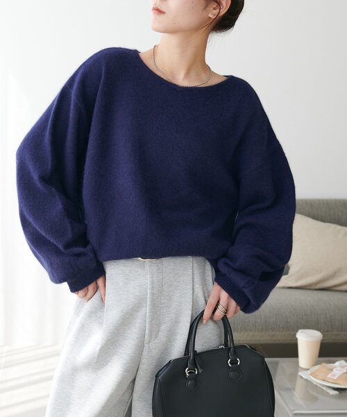 DISCOAT(ディスコート)の「【手洗い可能/優しい肌触り】フォックスブレンドVネックプルオーバー(ニット/セーター・レディース・ベージュ/ネイビー/ピンク/チャコールグレー・FREE)」の19枚目の写真