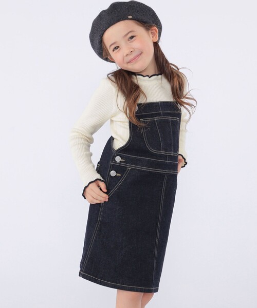 SHIPS(シップス)の「SHIPS KIDS:100~130cm /デニム オーバーオール スカート(スカート・キッズ・ネイビー・100/110/120/130)」の4枚目の写真