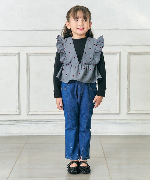 apres les cours（アプレレクール）の「【ジュニア対応】フリルビスチェ&インナー2Pセット（その他トップス・キッズ・ブラック/サックスブルー・80/90/100/110/120/130/140）」の3枚目の写真