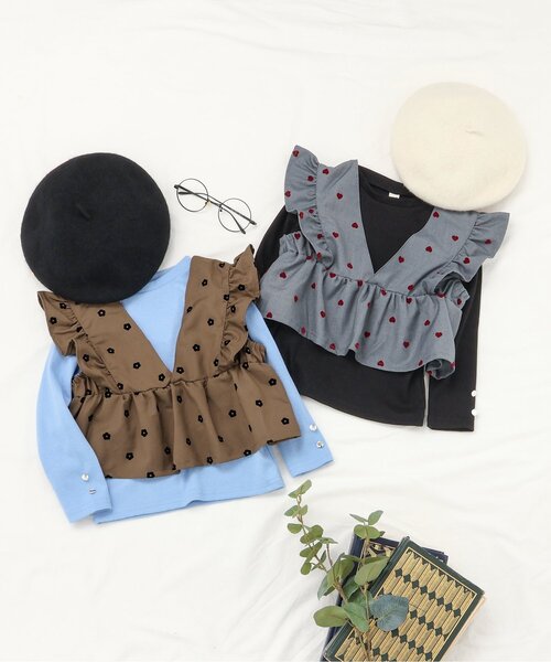 apres les cours（アプレレクール）の「【ジュニア対応】フリルビスチェ&インナー2Pセット（その他トップス・キッズ・ブラック/サックスブルー・80/90/100/110/120/130/140）」の6枚目の写真