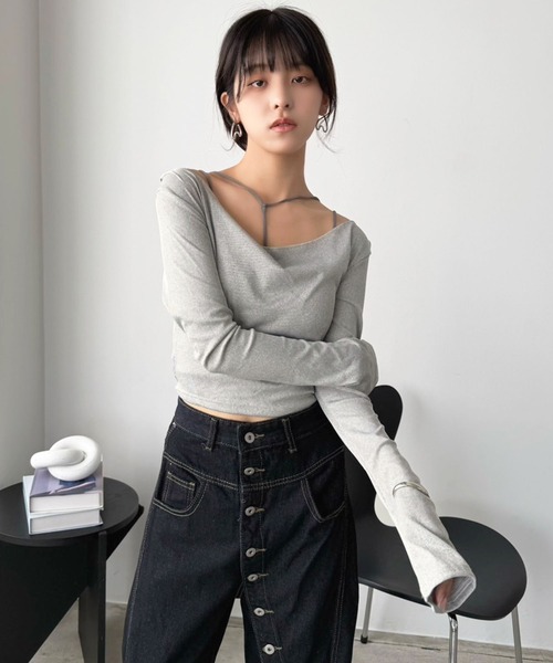 Jewelobe(ジュエローブ)の「ルーズネックフードタイトカットソー(Tシャツ/カットソー・レディース・ホワイト/グレー/ブラック・FREE)」の16枚目の写真