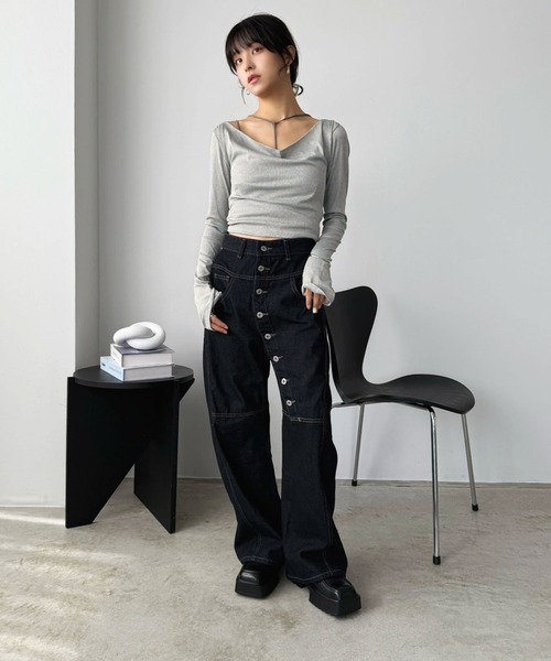 Jewelobe(ジュエローブ)の「ルーズネックフードタイトカットソー(Tシャツ/カットソー・レディース・ホワイト/グレー/ブラック・FREE)」の20枚目の写真