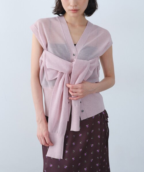 CODE A(コードエー)の「multiway knit cardigan(カーディガン/ボレロ・レディース・オフホワイト/チャコールグレー/ピンク・00)」の3枚目の写真