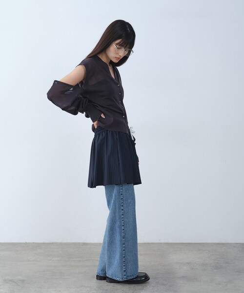 CODE A(コードエー)の「multiway knit cardigan(カーディガン/ボレロ・レディース・オフホワイト/チャコールグレー/ピンク・00)」の7枚目の写真