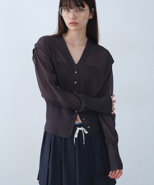 CODE A(コードエー)の「multiway knit cardigan(カーディガン/ボレロ・レディース・オフホワイト/チャコールグレー/ピンク・00)」の8枚目の写真