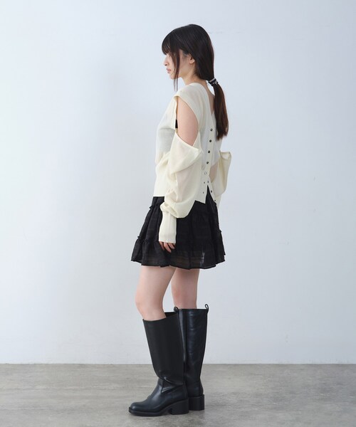 CODE A(コードエー)の「multiway knit cardigan(カーディガン/ボレロ・レディース・オフホワイト/チャコールグレー/ピンク・00)」の13枚目の写真