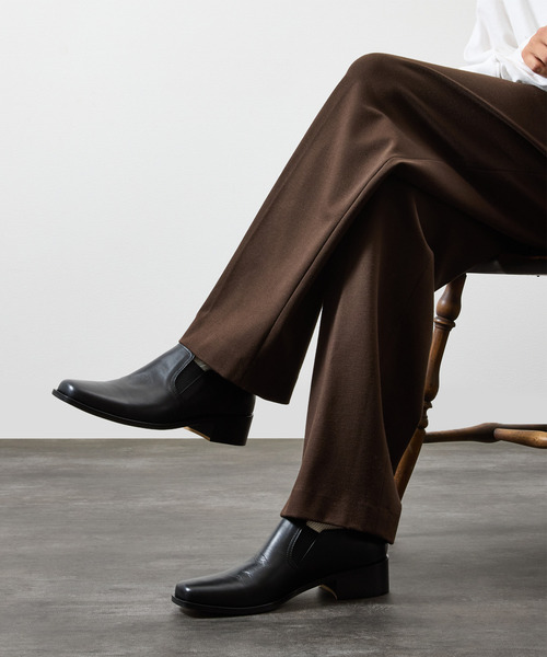 PADRONE（パドローネ）の「PADRONE パドローネ / BL SQUARE SIDE GORE SHOES スクエアトゥサイドゴアドレスシューズ 牛革 日本製 / PU8777-2003（ドレスシューズ・メンズ・ブラック・42/41/40）」の7枚目の写真