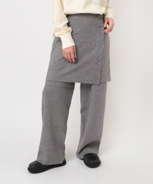 RNA-N（アールエヌエーエヌ）の「R4407 スカート付きリブニットパンツ（その他パンツ・レディース・ブラウン/杢グレー/ベージュ・FREE）」の2枚目の写真