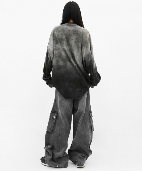 minsobi（ミンソビ）の「カーブフィットワイドデニムカーゴ（デニムパンツ・メンズ・ブラック・FREE）」の2枚目の写真