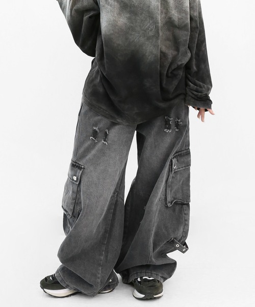 minsobi（ミンソビ）の「カーブフィットワイドデニムカーゴ（デニムパンツ・メンズ・ブラック・FREE）」の22枚目の写真